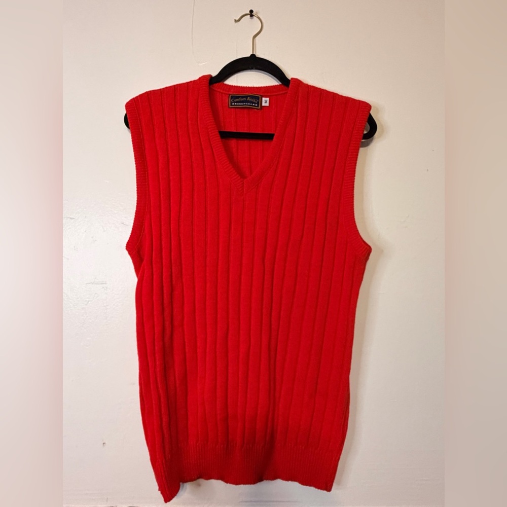Vibrant Red V-Neck Sweater Vest